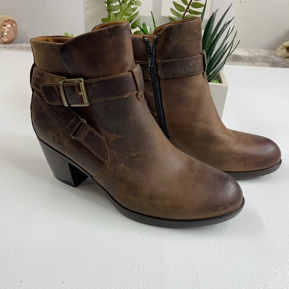 b.o.c. Brown Ankle Booties with Buckle Straps - Picture 1 of 6